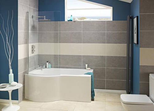 Example image of Crown Baths P-Shape 1500mm Shower Bath Only (Left Handed).