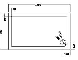 Technical image of Crown Trays Rectangular Shower Tray (1200x700x40mm).