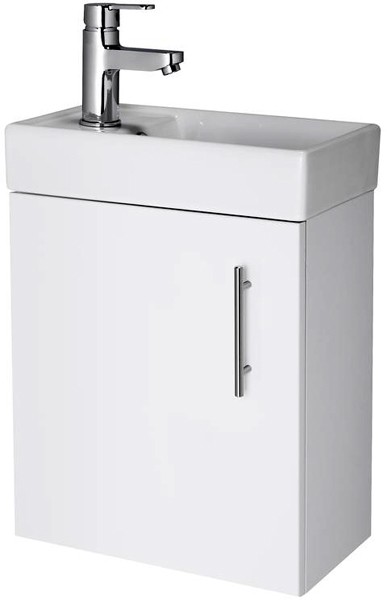 Larger image of Premier Furniture Wall Hung Vanity Unit & Basin (White). 400x520mm.