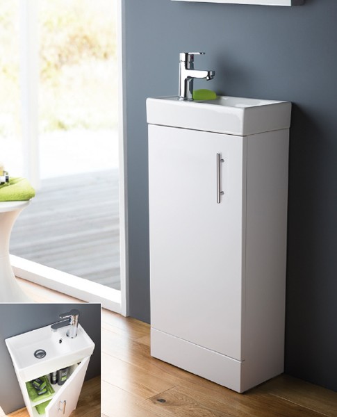 Example image of Premier Furniture Compact Vanity Unit & Basin (White). 400x861mm.