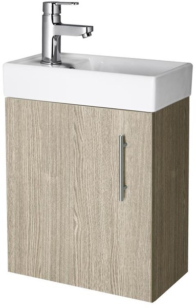 Larger image of Premier Furniture Wall Hung Vanity Unit & Basin (Light Oak). 400x520mm.