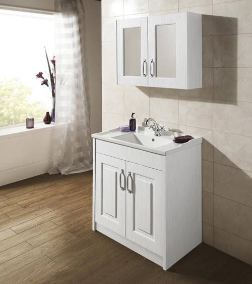 Example image of Old London York Vanity Unit & Ceramic Basin 600mm (White).