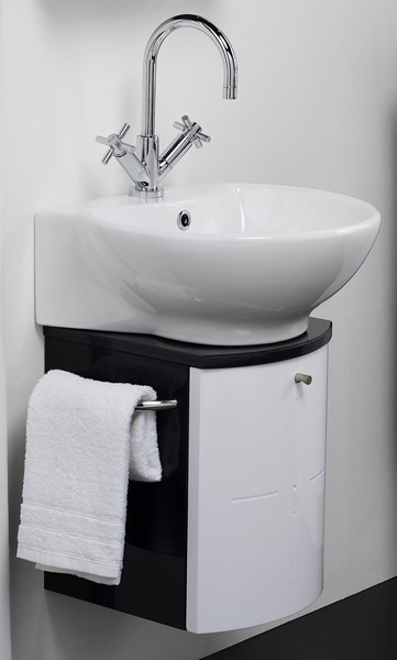 Example image of Hudson Reed Orb Wall Hung Vanity Set (Black & White). 300x600x373mm.