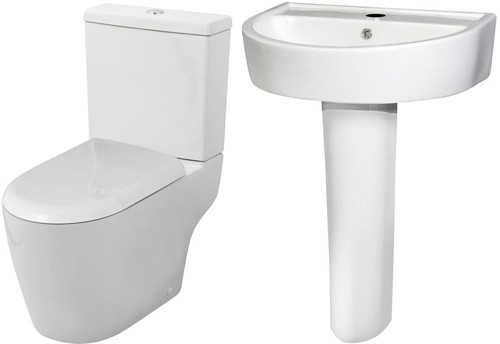 Larger image of Ultra Orb Semi Flush To Wall Toilet With 600mm Basin, Full Pedestal & Seat.