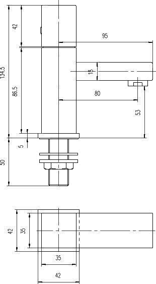 Technical image of Hudson Reed Kubix Basin Taps (pair).