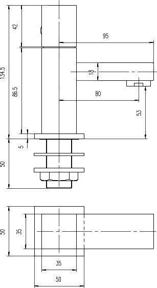 Technical image of Hudson Reed Kubix Bath Taps (pair).