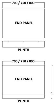 Technical image of Hudson Reed Memoir Side & End Bath Panel Pack (Gloss White, 1700x750).