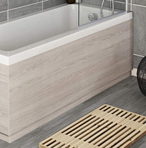 Larger image of Hudson Reed Horizon 1700mm Side Bath Panel & Plinth (White Sawn Oak).