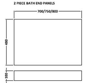 Technical image of Hudson Reed Horizon 800mm End Bath Panel & Plinth (White Sawn Oak).