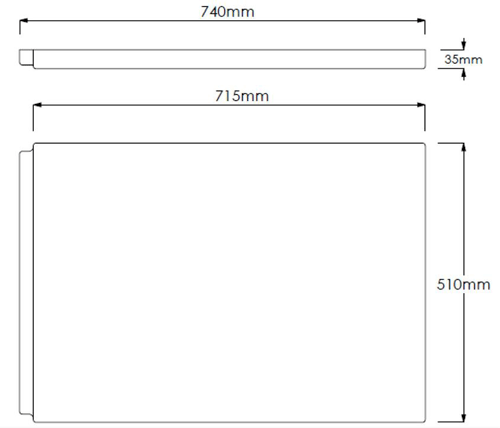 Technical image of Crown Bath Panels Acrylic White End Bath Panel (750mm).