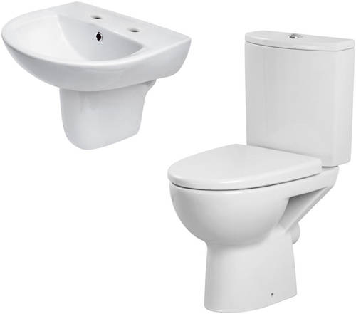 Larger image of Premier Pandora Suite With Toilet, 550mm Basin & Semi Pedestal (2TH).