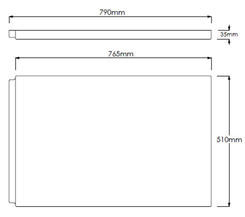 Technical image of Crown Bath Panels Side & End Bath Panel Pack (White, 1500x800mm).