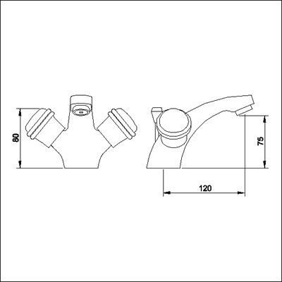 Technical image of Ultra Line Mono basin mixer tap + Free pop up waste (standard valves)