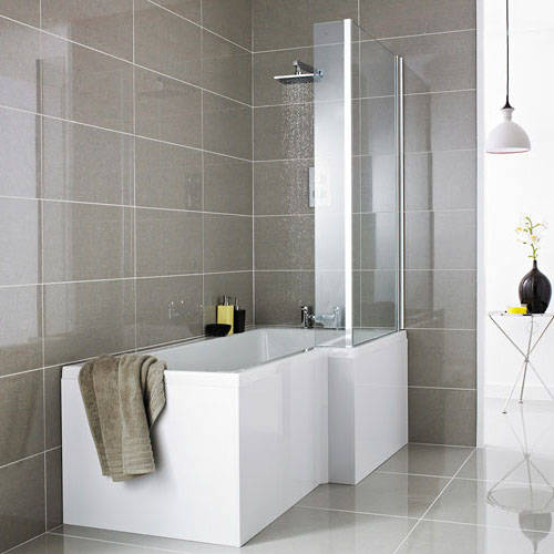 Larger image of Nuie Luxury Baths Square Shower Bath With Panels & Screen (RH).
