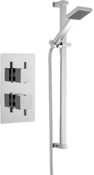 Larger image of Premier Showers Twin Thermostatic Shower Valve & Slide Rail Kit (Chrome).