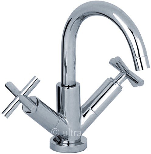 Larger image of Ultra Helix X head mono basin mixer with small spout and pop up waste.