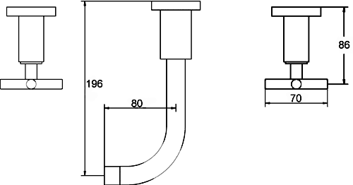 Technical image of Ultra Helix X head 3 Tap hole wall mounted bath filler with small spout.