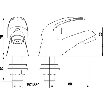 Technical image of Nuie Eon Basin taps (pair)