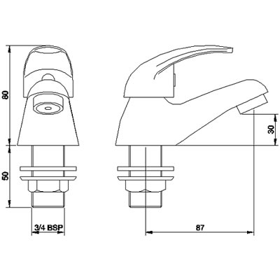 Technical image of Nuie Eon Bath  taps (pair)