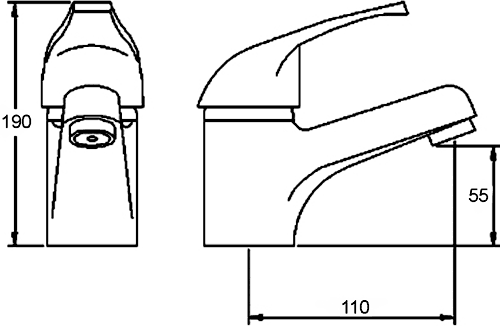 Technical image of Nuie Eon Basin Tap (Chrome).