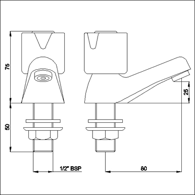 Technical image of Ultra Exact Basin Taps (pair, ceramic valves)