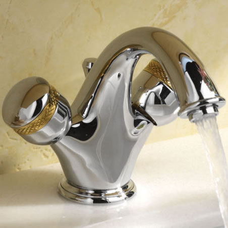 Example image of Ultra Contour Luxury mono basin mixer with free pop up waste (chrome/gold)