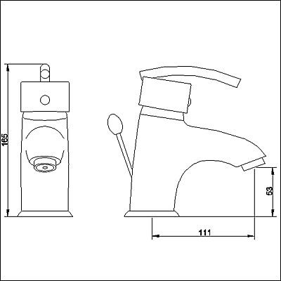 Technical image of Allure Single lever mono basin mixer + free pop up waste