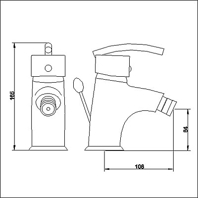 Technical image of Allure Single lever mono bidet mixer + free pop up waste