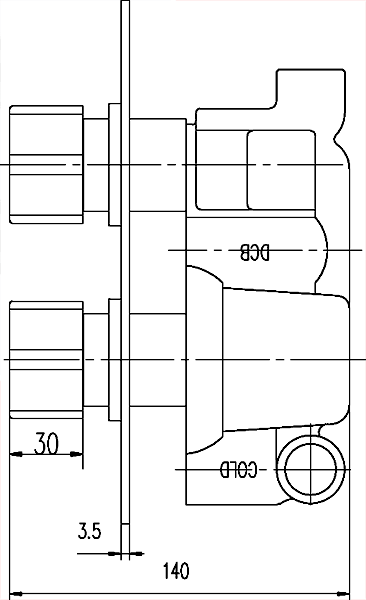 Technical image of Pioneer Thermostatic Shower Valve (Polymer), Round Shower Head & Arm.