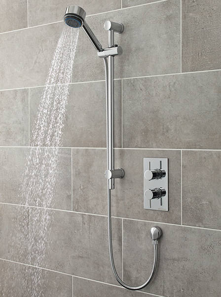 Larger image of Pioneer Twin Concealed Thermostatic Shower Valve & Slide Rail Kit (Polymer).