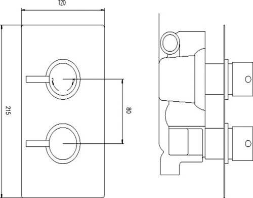 Technical image of Pioneer Twin Concealed Thermostatic Shower Valve With Diverter (Polymer).