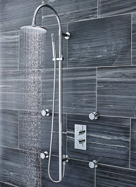 Larger image of Pioneer Thermostatic Shower Valve With Diverter, Riser & Body Jets (Polymer)