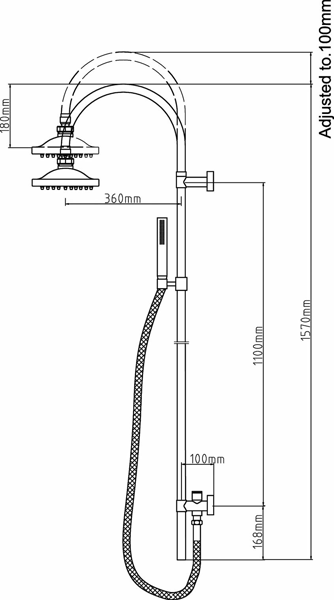 Technical image of Pioneer Thermostatic Shower Valve With Diverter, Riser & Body Jets (Polymer)