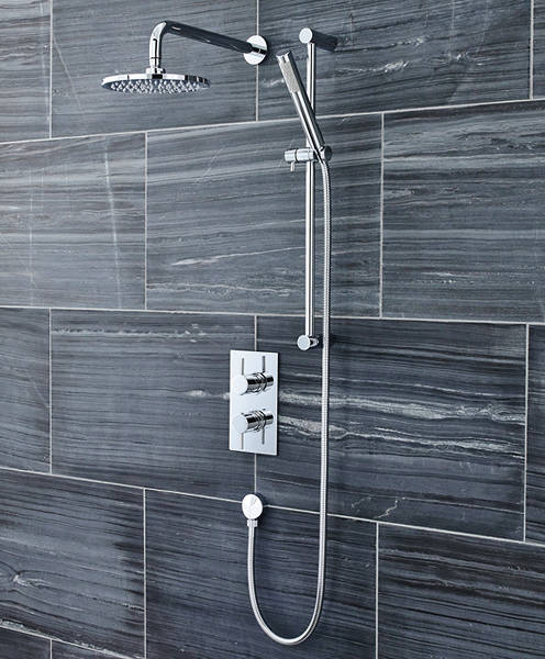 Larger image of Pioneer Thermostatic Shower Valve With Diverter, Head & Slide Rail (Polymer).