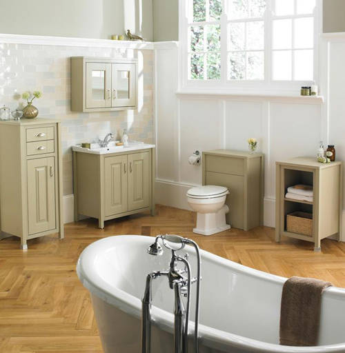 Example image of Old London Furniture 800mm Vanity & Mirror Cabinet Pack (Pistachio).