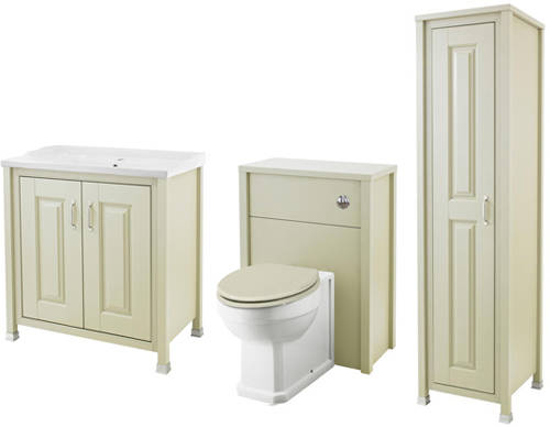 Larger image of Old London Furniture 800mm Vanity, 600mm WC & Tall Unit Pack (Pistachio).