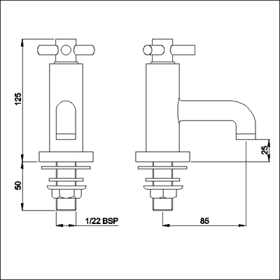 Technical image of Ultra Aspect Basin taps (pair)