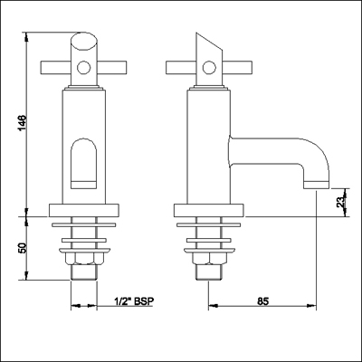 Technical image of Ultra Scope Basin taps (pair)