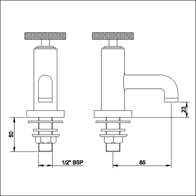 Technical image of Ultra Reno Basin taps (pair)