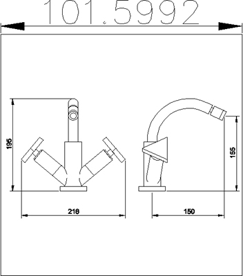 Technical image of Ultra Isla Mono bidet mixer with pop up waste.