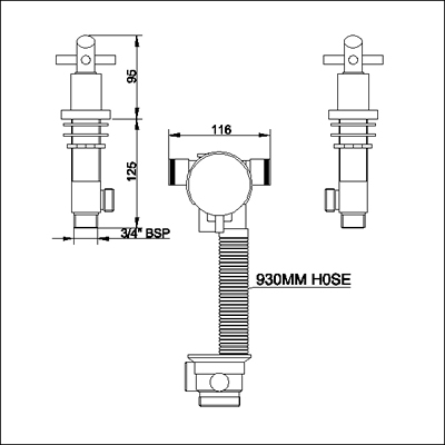 Technical image of Ultra Helix Lever Freeflow Bath Filler