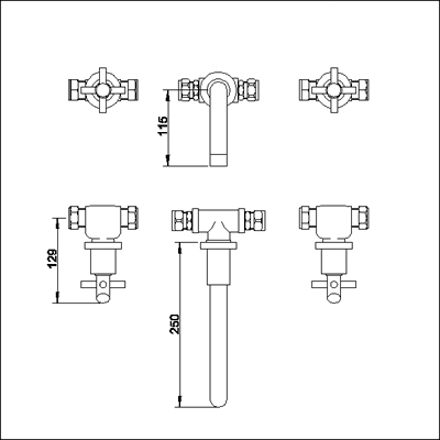 Technical image of Ultra Scope 3 Tap hole wall mounted bath filler.