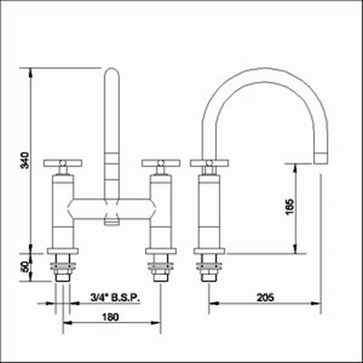 Technical image of Ultra Horizon Bath filler with swivel spout.