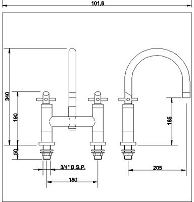 Technical image of Ultra Scope Bath filler with swivel spout.