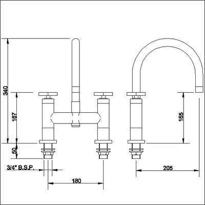 Technical image of Ultra Isla Bath filler with swivel spout.