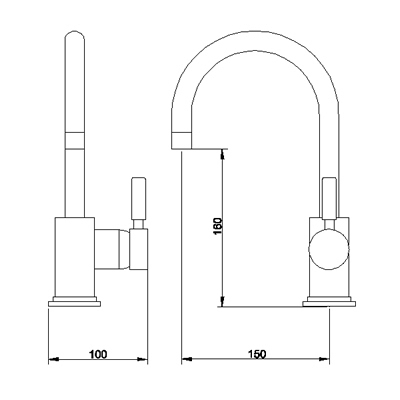 Technical image of Ultra Helix Single lever mono side action mixer (chrome)