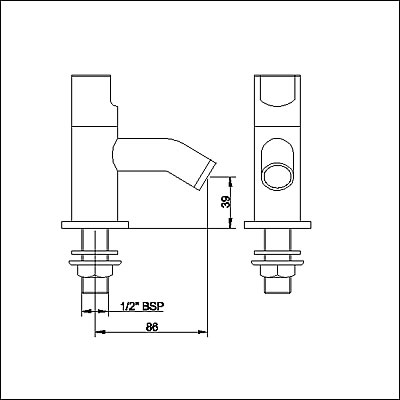 Technical image of Ultra Orion Basin taps (pair)