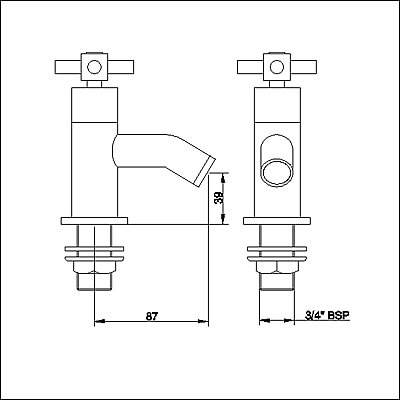 Technical image of Ultra Titan Bath taps (pair)