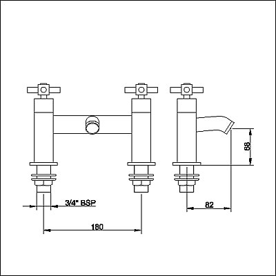 Technical image of Ultra Titan Bath filler tap.