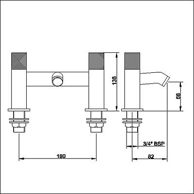 Technical image of Ultra Laser Bath filler tap.